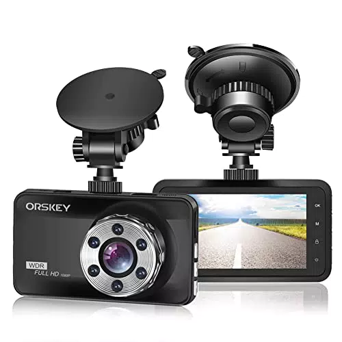 Dash Cam ORSKEY 1080P Full HD con Grandangolo 170° e Visione Notturna