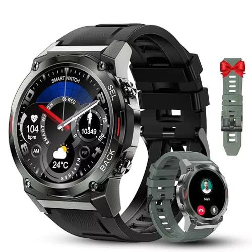 OUKITEL Smartwatch Uomo - Touch Screen HD 1.43", Monitor Fitness SpO2/Sonno/Cardio, IP68, Bluetooth, iOS e Android