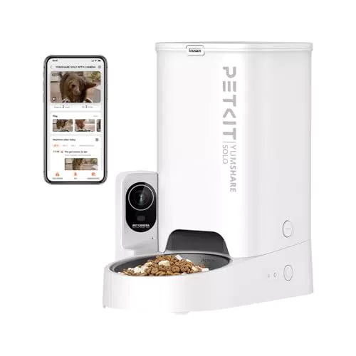PETKIT Distributore Automatico Cibo con Telecamera HD per Animali Domestici, WiFi, Posizione AI Pet, Ciotola Acciaio Inox.