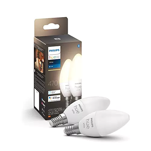 Philips Hue Lampadine LED Smart, Attacco E14, Dimmerabile - Luce Bianca Calda