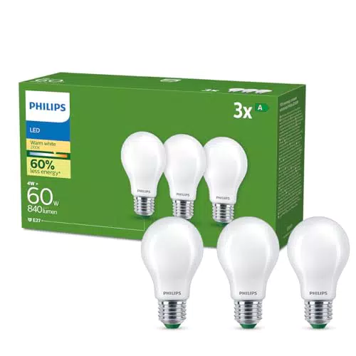 Philips Lampadina LED Goccia Smerigliata 60W E27 - Luce Bianca Calda