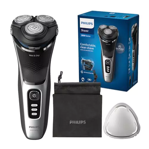 Philips Rasoio Elettrico Serie 3000 Wet & Dry con Tecnologia SkinProtect e Rifinitore a Scomparsa
