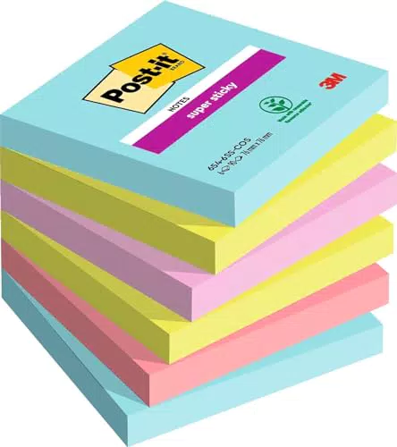 Post-it Super Sticky, Collezione Cosmic, Confezione da 6 blocchetti