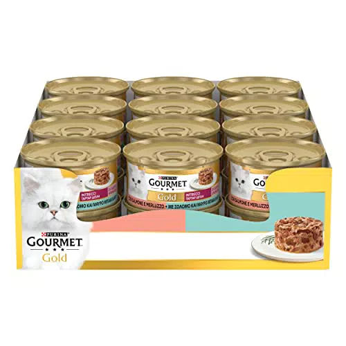 Purina Gourmet Gold Cibo Umido per Gatti con Salmone e Merluzzo