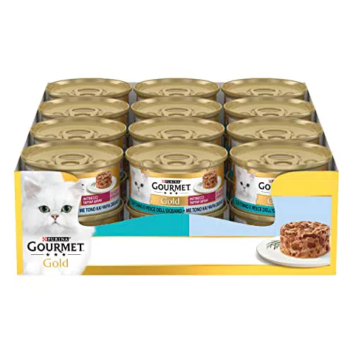 Purina Gourmet Gold Intrecci di Gusto Cibo umido per Gatti con Tonno e Pesce dell'Oceano