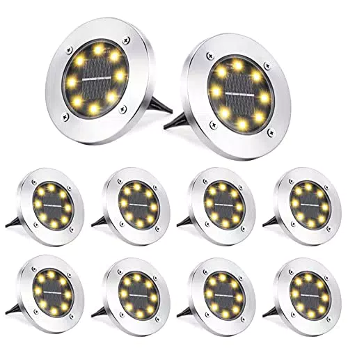 Qedertek Faretti Solari da Giardino a LED per Esterni - Luce Bianco Caldo IP65 Impermeabile