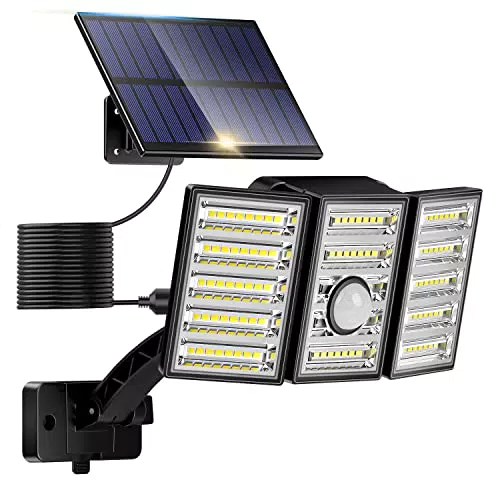 Luce Solare Led Esterno con Sensore di Movimento - Faretti Solari a Led Impermeabile per Giardino e Garage