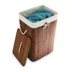 Relaxdays Cesto Portabiancheria con Coperchio in Bambù Rettangolare Pieghevole