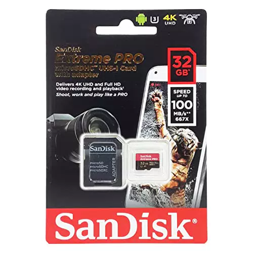 SanDisk Extreme Pro Scheda di Memoria microSDHC da 32 GB con Adattatore SD - Classe 10 UHS-I U3 V30
