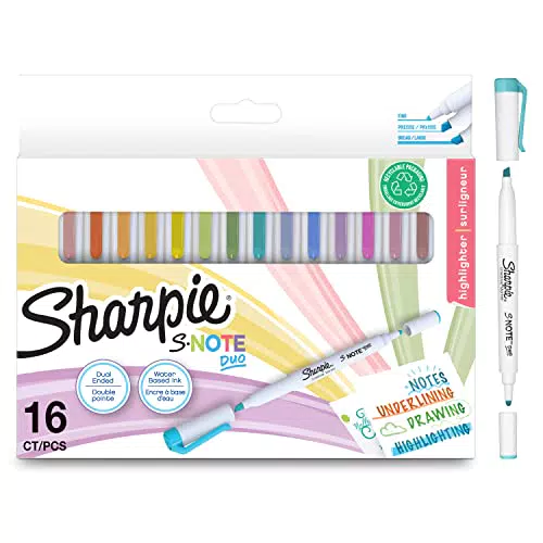 Sharpie S-Note Duo Evidenziatori a Punta Doppia - Colori Pastello