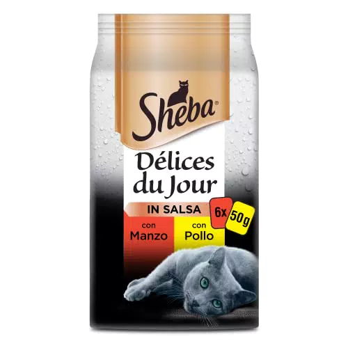 Sheba Délice Du Jour Cibo Umido per Gatti con Manzo e Pollo in Salsa