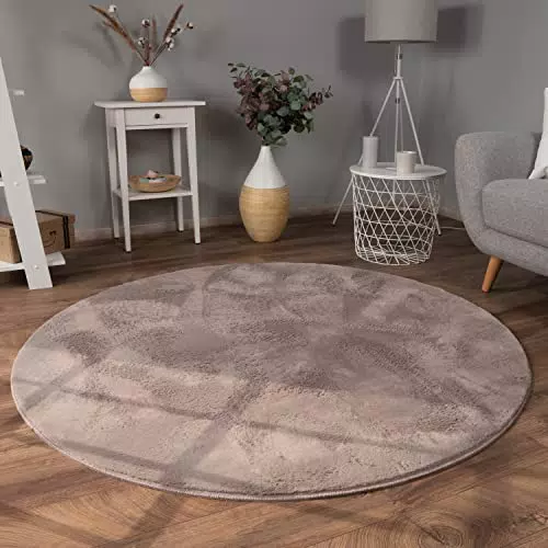 Tappeto Salotto Moderno Pelliccia Morbido Pelo Lungo Shaggy Lavabile Ø 120 cm Tondo