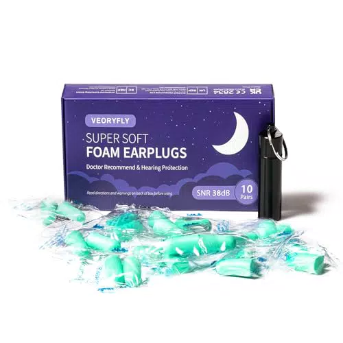 Tappi Orecchie Dormire in Morbida Schiuma 38dB SNR - Riutilizzabili - Antirumore