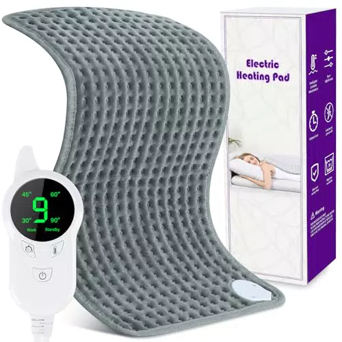 Termoforo Elettrico Cuscino Riscaldante con 9 Livelli di Temperatura e 4 Impostazioni del Timer