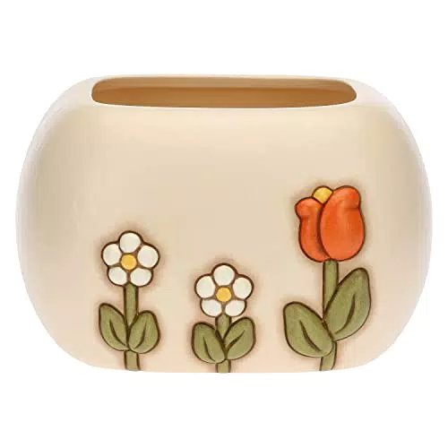 THUN Cachepot in Ceramica Decorata a Mano con Iconica Decorazione Floreale, Linea Happy Country