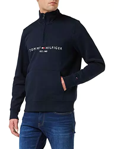 Tommy Hilfiger Felpa con Cerniera Uomo Mockneck Blu