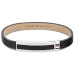 Tommy Hilfiger Bracciale da Uomo in Pelle Nera