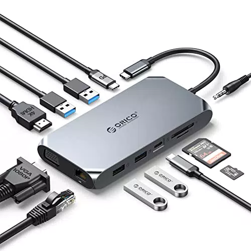 ORICO Docking Station USB C 12 in 1 con HDMI 4K e Ethernet Gigabit
