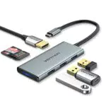 Vention Hub USB C 6-in-1 con HDMI 4K, Lettore schede SD/TF e USB 3.0 - Compatibile con MacBook, iPad Pro, Surface Pro, XPS