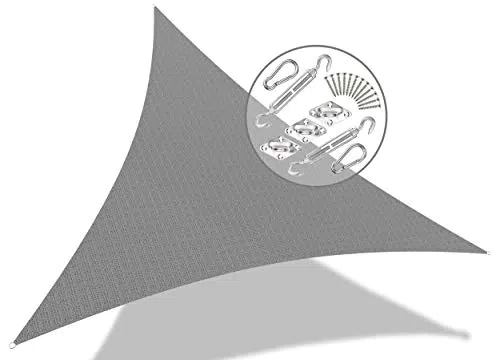 VOUNOT Tenda da Sole per Esterno, 3.6x3.6x3.6 m Vela Ombreggiante Triangolare con Kit di Fissaggio