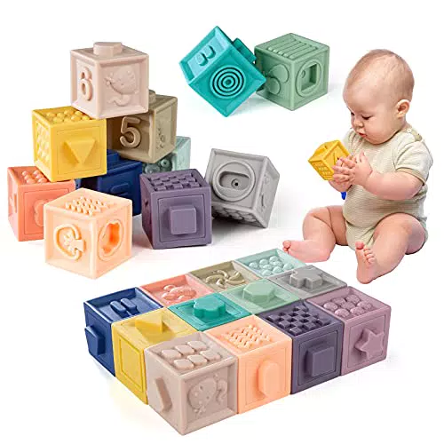 WolinTek Cubi Impilabili Morbidi per Neonati: Giochi Educativi e da Bagno