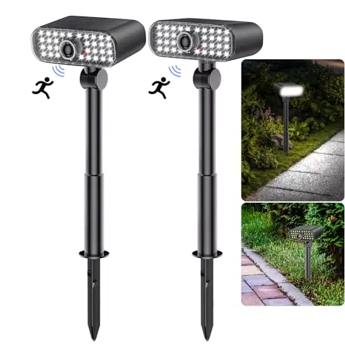 WolinTek Faretti Solari a LED da Esterno con Sensore di Movimento - Luci Solari Esterno 3 Modalità