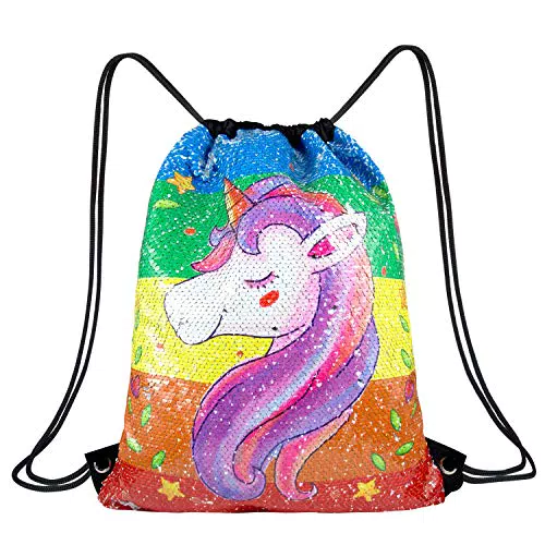 Borsa Zaino Reversibile con Paillettes e Glitter per Bambine e Ragazze