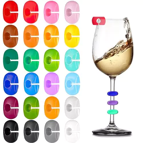 Ciondoli per Bicchieri da Vino in Silicone Colorati - Ideali per Champagne e Feste