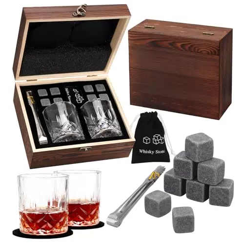 Set Whisky XSpecial con Bicchieri e Pietre Riutilizzabili in Scatola di Legno
