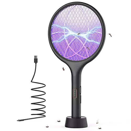 Racchetta Zanzare Elettrica YISSVIC USB Ricaricabile con LED - Protezione Maglia 3 Strati