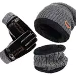 YULOONG Cappello Sciarpa Guanti Invernali Touch Screen Unisex