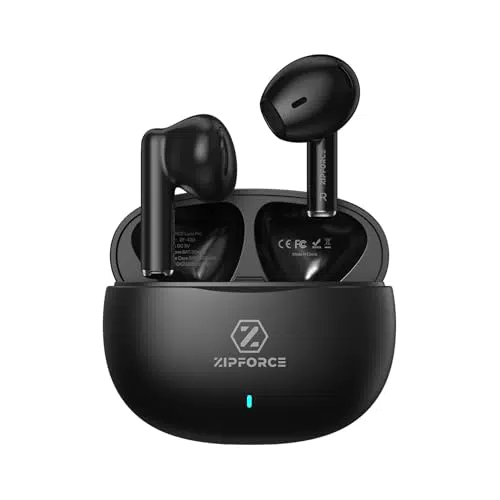 ZIPFORCE Auricolari True Wireless Bluetooth 5.3 con 4 Microfoni ENC e Controllo Touch, Autonomia 40 ore, IPX6 Waterproof.