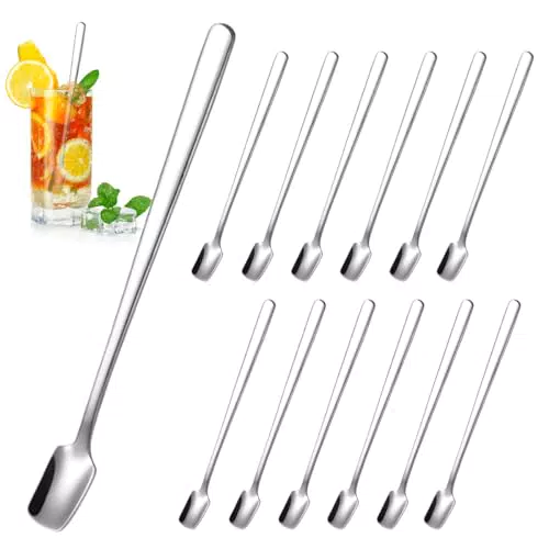 Cucchiaini Lunghi in Acciaio Inox per Caffè e Tè Freddo - Set da 10