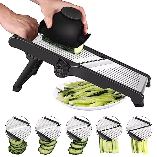 Affettatrice Mandolina Professionale in Acciaio Inox - Regolabile per Tagli da 1 a 9 mm