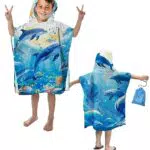 Telo Mare Microfibra Delfino Poncho con Cappuccio Bambino