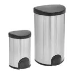 Amazon Basics Pattumiera Automatica in Inox con Sensore a Contatto del Piede - Doppio Scomparto da 50L/12L