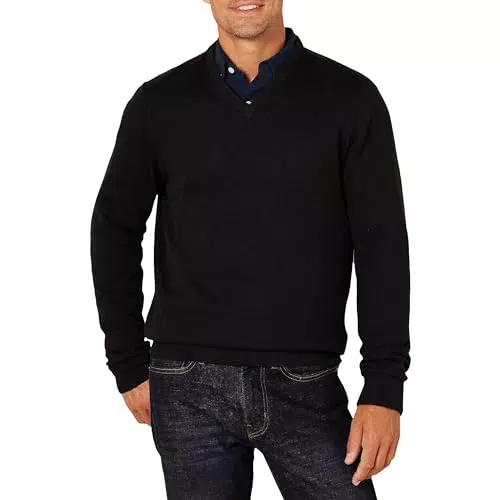 Amazon Essentials Maglione con Scollo a V Uomo, Blu Marino