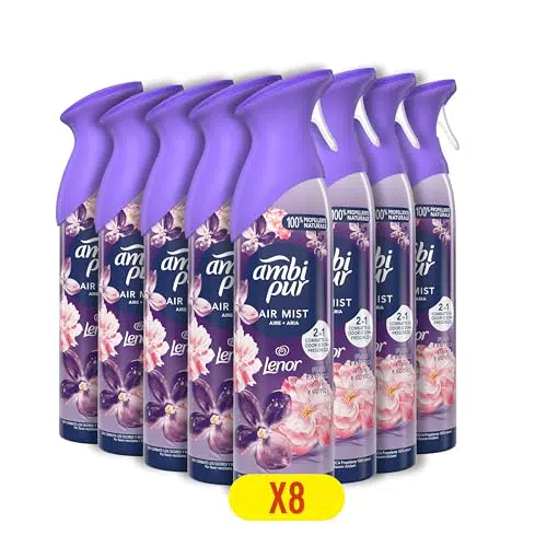 Ambi Pur Deodorante Ambiente Spray Fiori Esotici 185ml - Propellente Naturale - Combatte Gli Odori - Confezione da 8