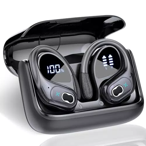 Cuffie Bluetooth Sport Aptkdoe HiFi Stereo con Microfono HD e Display LED