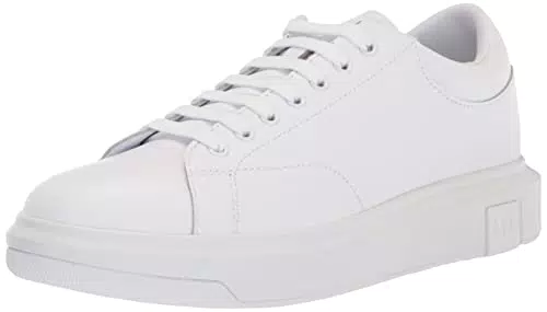 Armani Exchange Scarpe da Ginnastica Uomo con Logo Ricamato sulla Suola, Bianco Opaco