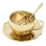 Set di Tazzine da Caffè in Acciaio Inox con Cucchiaino - Ideale per Espresso e Cappuccino