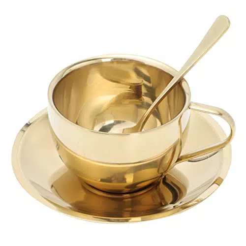Set di Tazzine da Caffè in Acciaio Inox con Cucchiaino - Ideale per Espresso e Cappuccino