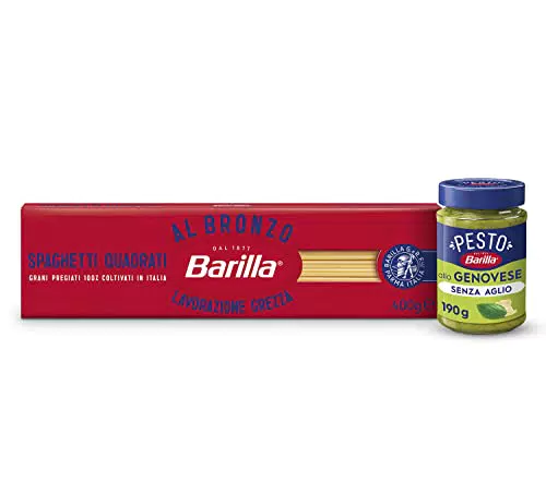 Barilla Pasta Al Bronzo Spaghetti Quadrati con Pesto Genovese