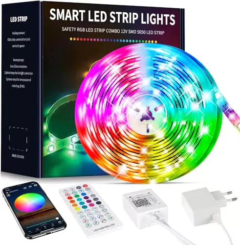 Beaeet Striscia LED Dimmerabile con Controller Bluetooth per Interni - Musica Sincronizzata