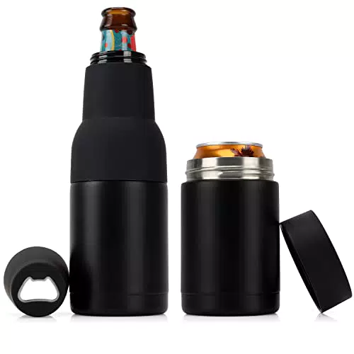 Porta Bottiglia Termico in Acciaio Inossidabile 3 in 1 - Per Lattine e Bottiglie da 300-500 ml - Apriscatole integrato