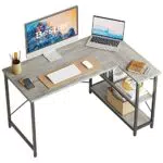 Scrivania per Computer Bestier a Forma di L con Ripiani Sotto - Ideale per Casa e Ufficio