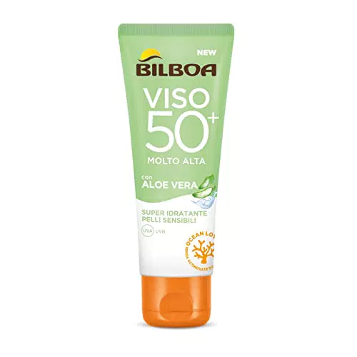 Bilboa Protezione Solare Viso SPF 50+ con Aloe Vera per Pelli Sensibili