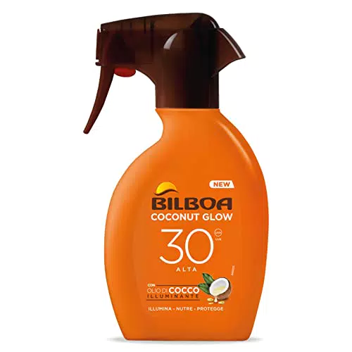 Bilboa Trigger Solare Coconut Glow SPF 30 - Crema Solare Spray con Olio di Cocco e Vitamina E