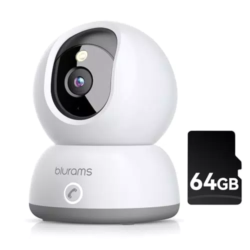 Blurams Telecamera Wifi Interna 2K con MicroSD 64GB e Visione Notturna a Colori