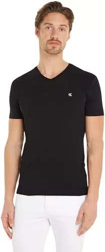 Calvin Klein Jeans T-shirt Maniche Corte Uomo Badge V-Neck Tee in Cotone